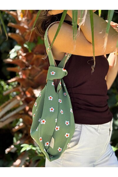 CHUBA Women's Floral Patterned Bag Knitwear Hand & Shoulder Tote Bag Green Chax817