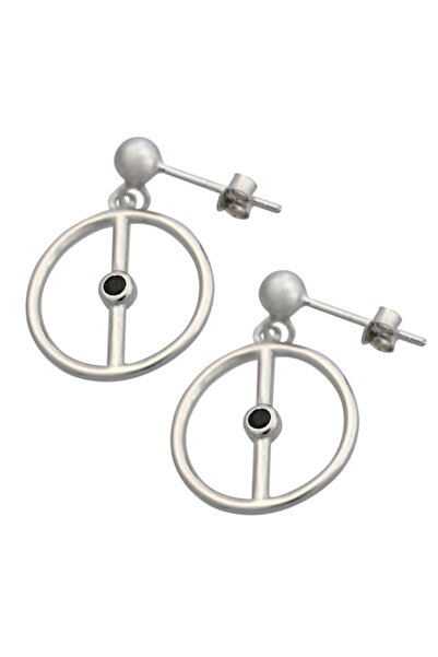 Tim Sterling Silver Earrings, Circle Design with Onyx