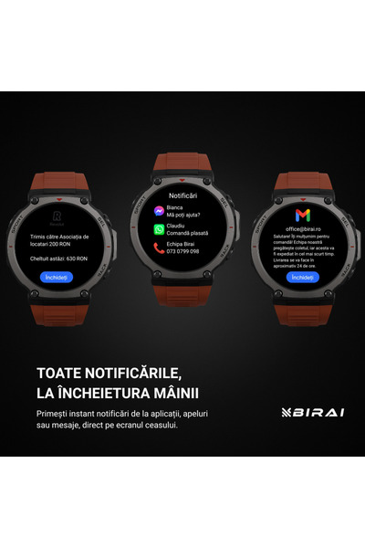 BIRAI Men's Smartwatch, GloryFitPro by BIRAI, AMOLED Screen 1.43", Fitness, Waterproof 5ATM, GPS, Bluetoot