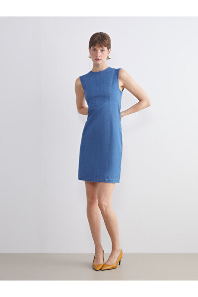 LC Waikiki Bisiklet Yaka Jean Elbise