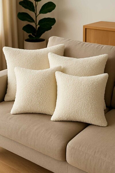 Lunova مجموعة من 4 أغطية وسائد زخرفية حديثة قابلة للغسل من القطيفة على شكل خر...