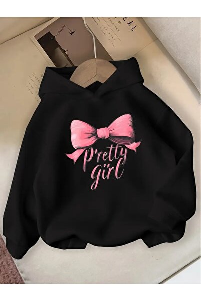 oneagılyazı Kışlık Kapüşonlu Sweatshirt, Çocuk Pretty Girl Baskılı