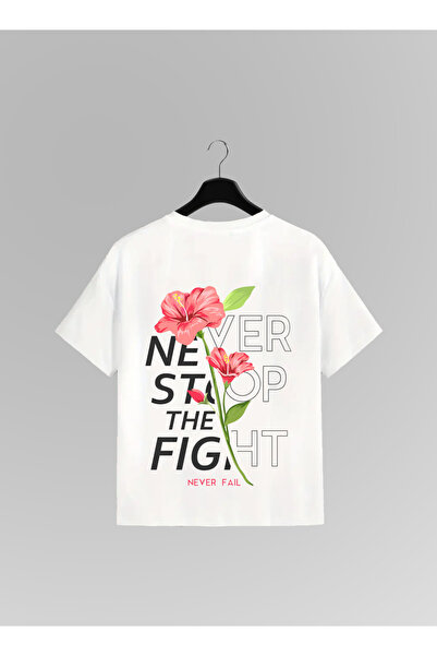 haha Tricou cu imprimeu pe spate Never Stop The Fight pentru femei