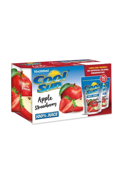 cool sun عصير كول صن ١٠٠٪ تفاح وفراولة ٢٠٠ مل بدون إضافة سكر ٤٠ قطعة