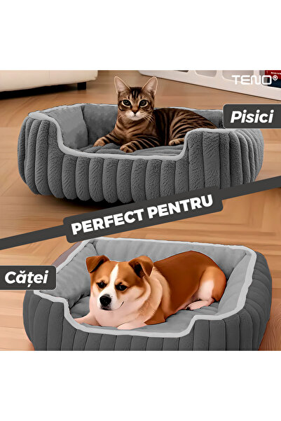 Teno Teno® Pet Bed, padded, soft, fluffy and warm, for dogs and cats, size S, gray