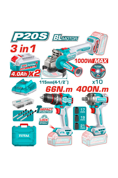 TOTAL Cordless 3 pcs combo kit TOSLI241291