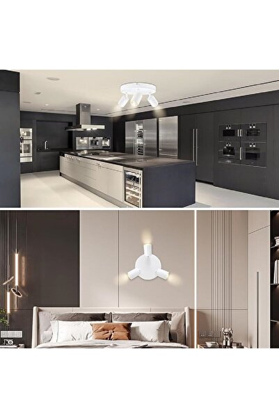 RİOLİGHT MODERN2 BEYAZ MUTFAK,SALON,GİYİNME ODASI,CAFELER İÇİN GÜN İŞİĞI METAL 3LÜ SPOT(AMPUL DAHİL