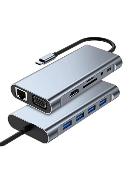 plentiful TYPE-C Hub 11in1 USB C 5 Gbps Docking Station 4K HDMI,VGA,Type C PD,USB3.0,RJ45 Ethernet,S