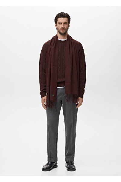 MANGO Man %100 yün örgü desenli kazak