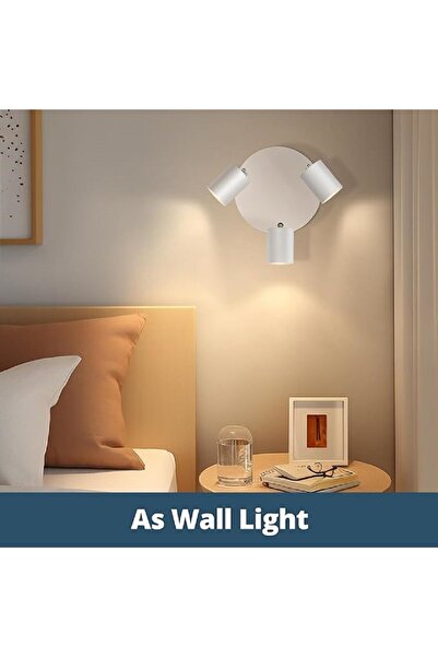RİOLİGHT Modern3 White Daylight Metal 3-Spot Light (Bulb Included) for Kitchen, Living Room, Dressing Room, Cafes