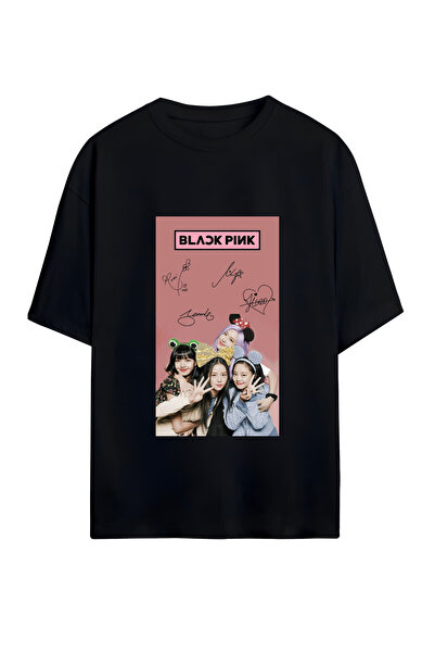 GraffTee تي شيرت قطني كبير الحجم للجنسين من بلاك بينك