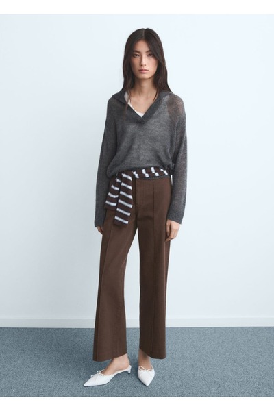 MANGO Woman Yüksek belli wideleg jean
