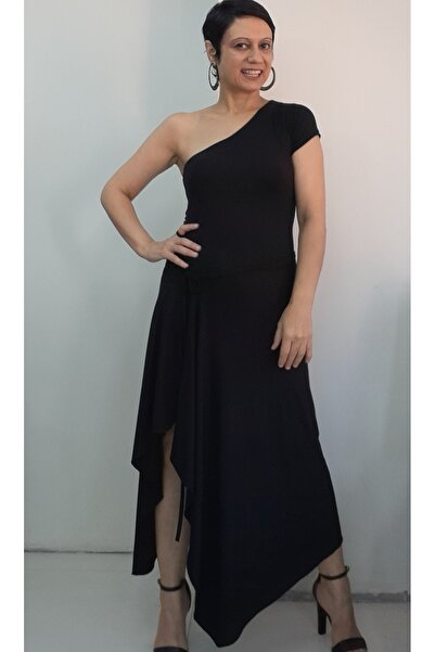 Mertcan Butik Pantaloni scurți negri multifuncționali cu șireturi la talie, cu deschidere laterală, din viscoză din bumbac pieptănat, pareo