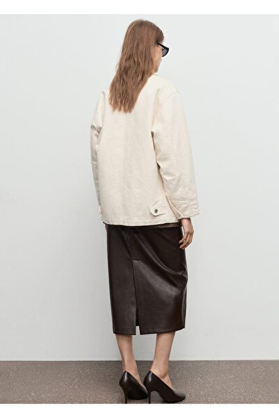 MANGO Woman Kadife yaka jean parka