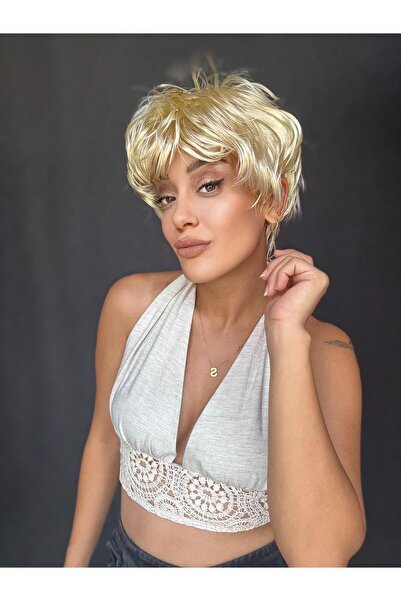 Suzan Peruk Kısa Model Peri kesim Medikal peruk-Ense kısmı ayarlanabilir her ...