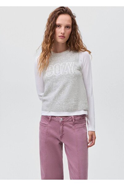 Mango Teen İşlemeli triko yelek