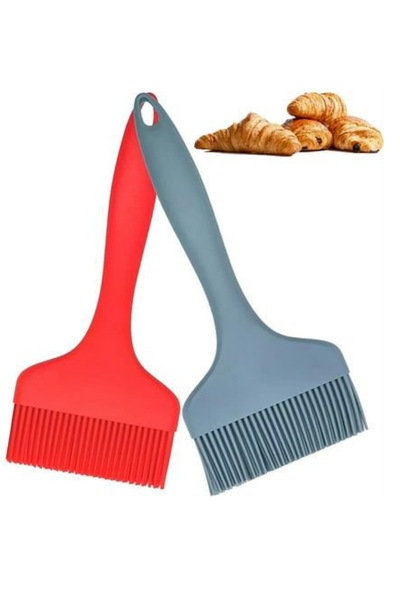 HZL HOME مجموعة من فرشتين من السيليكون العريض باللونين الأحمر والرمادي لدهن ا...