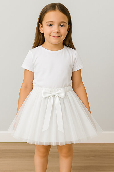 FATELLA Girl's White Tutu Skirt with Bow Detail Show Skirt April 23, October 29
