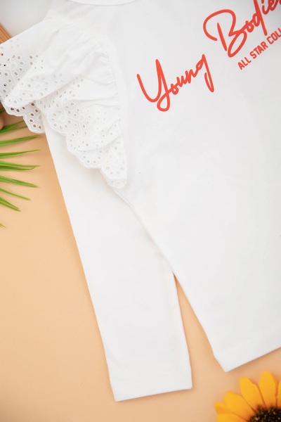 voyyo kids baby Girl's 2-3-4-5-6 Years Old White Blouse and Colored Linen Pants 100% Cotton 2-Piece Top and Bottom Set