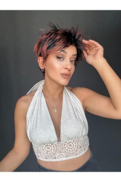 Suzan Peruk Kısa Model Peri kesim Medikal peruk-Ense kısmı ayarlanabilir her başa uyar.Peruk bonesi Hediyeli