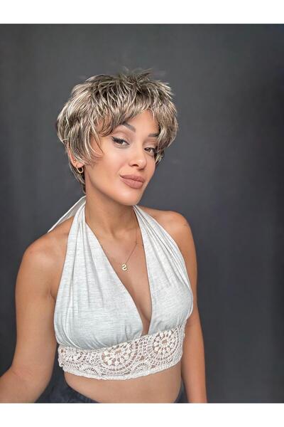 Suzan Peruk Kısa Model Peri kesim Medikal peruk-Ense kısmı ayarlanabilir her ...