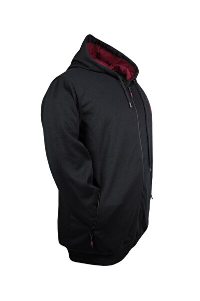 tambattal Μαύρο φούτερ μεγάλου μεγέθους με κουκούλα διπλής όψης (φαρδύ άνετο σχήμα)