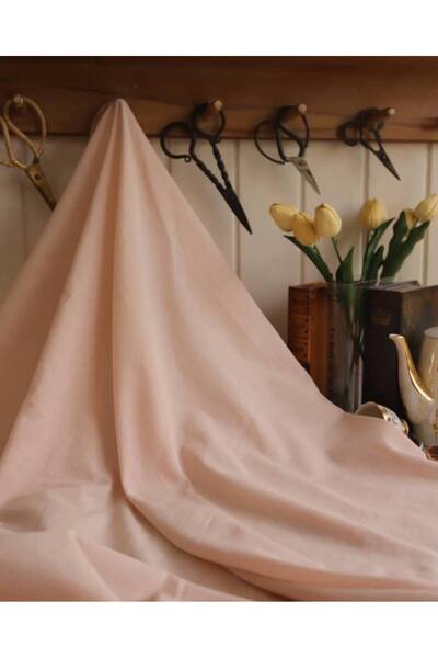 Parça Kumaş Dünyası Açık Soft Pudra Pamuk Vual Astar