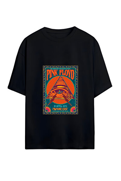 GraffTee تي شيرت بينك فلويد للجنسين من القطن كبير الحجم