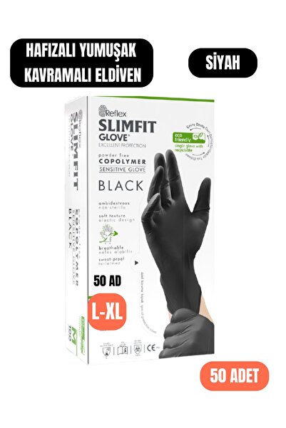 zankaplast FLEX Siyah PUDRASIZ ELDİVEN 50 ADET - L-X