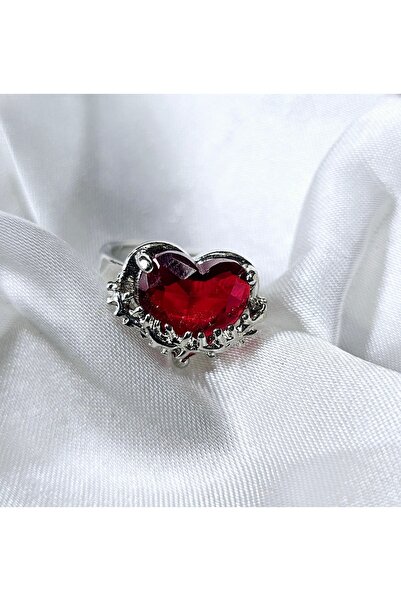 DÜKKAN DESİGN خاتم قابل للتعديل على شكل قلب من الحجر Y2K