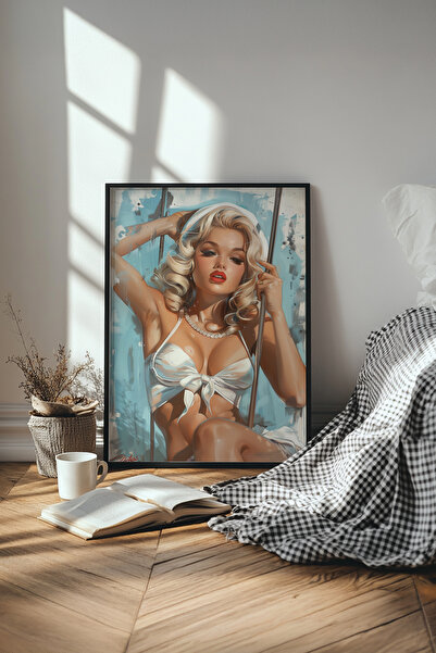 STARYUNA Tablo retro Pin-up pentru femei cu rama din lemn negru Yuna285