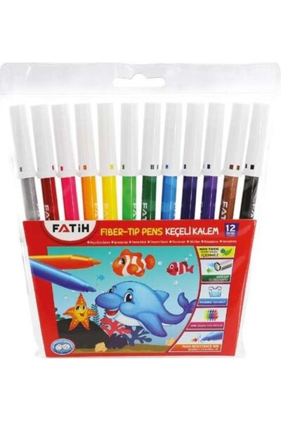 Fatih 5-Piece School Set 12-Piece Pastel Felt Tip Dry Paint Pencil Red Pen