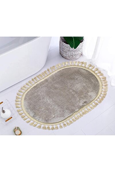 Bonny Home Relax Oval Kahve Ponpon Saçaklı Oda Banyo Halısı Makinede Yıkanabi...