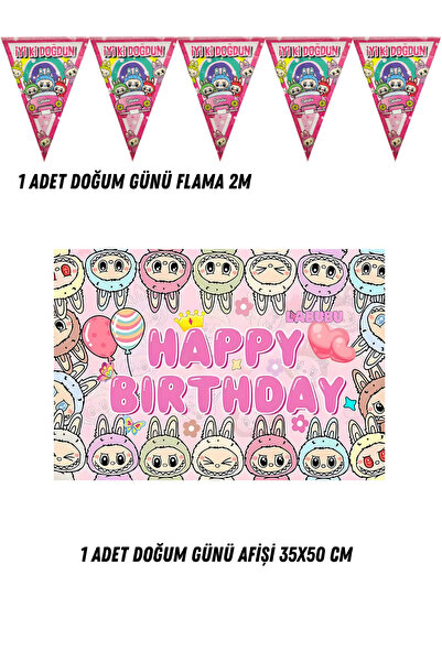 HAPPYLOOPPARTY Set bannera i traka sa temom likova Labubu