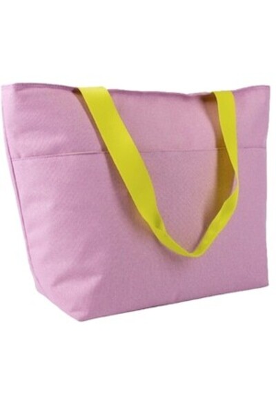 Rooster Fashion Geanta Roost mare, roz/galben, bumbac, 35x50 cm