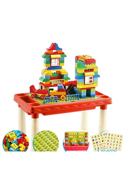 SOLTOY Masuta educativa de desenat si construit 3 in 1 SOLTOY®, cu cuburi de construit, 60 de piese