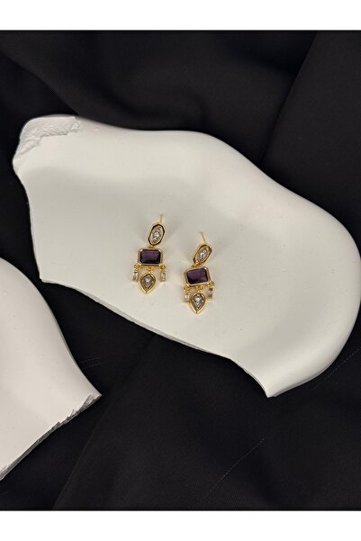 Unzilee MOR ZİRKON TAŞLI MELİS GÖRAL MARKA MODEL SALLANTLI KÜPE