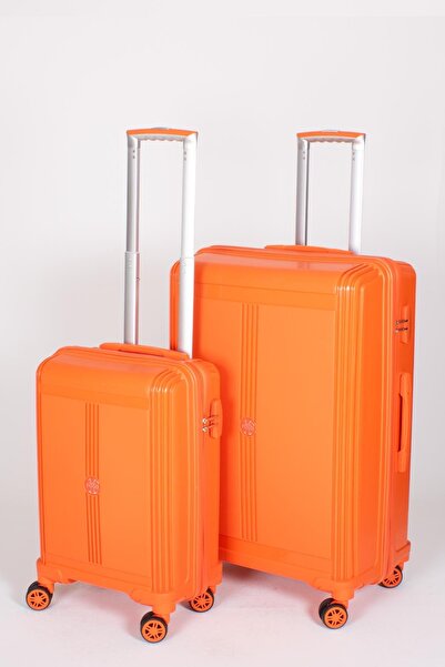 Travel POLO 2'li Valiz Seti (Küçük Büyük) Kırılmaz Oranj Turuncu 1018