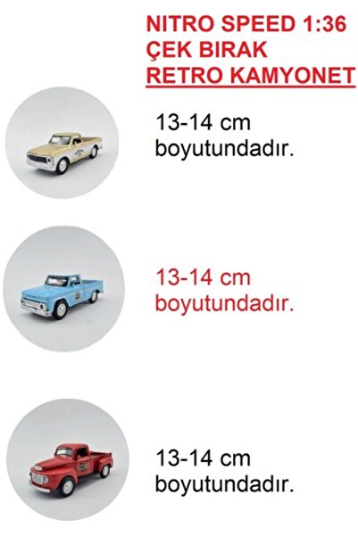 Adel Nitro Speed 1:36 Pull and Release Retro Pickup Truck 3-Pack in Vibrant Colors