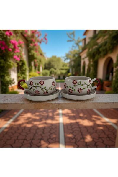 İlbay Çini Takı Red Ivy Flower with Bear Plate