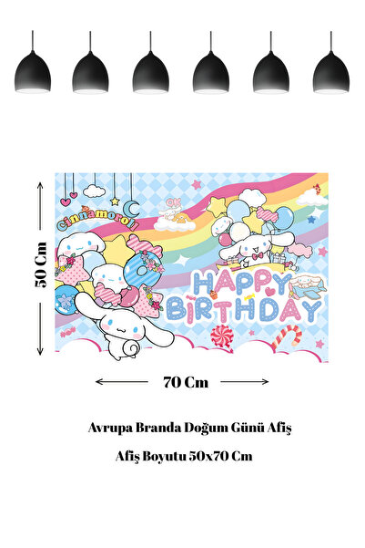 HAPPYLOOPPARTY Cinnamoroll rođendanski banner sa temom cimeta i duginim bojama