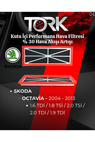 TORK سكودا أوكتافيا (1.6 TDİ-2.0 TDİ-1.9 TDİ-2.0 TSİ) فلتر هواء الأداء - (زيا...