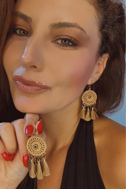 Melissa Boutique Women's Brown Knitted Design Tassel Earrings