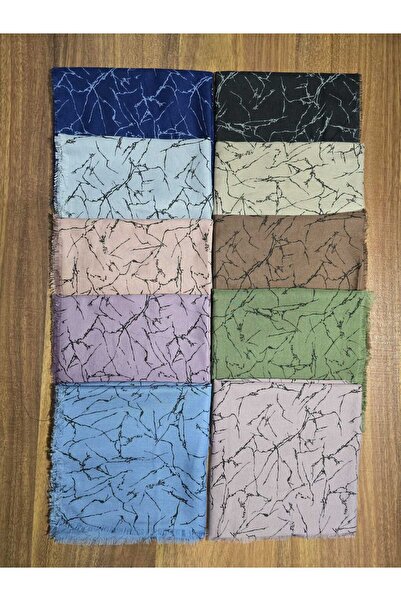 Muhtelif Flamlı Pamuklu Yazma Eşarp 100x100 Damar Desenli 100Lu Paket Ekranda...