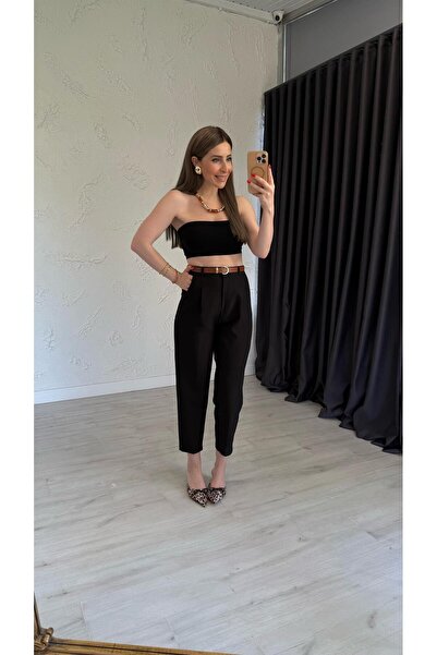 elif teke Belted Carrot Trousers Black