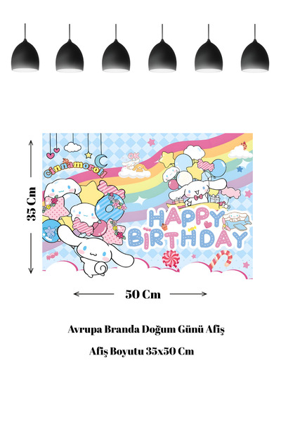 HAPPYLOOPPARTY Cinnamoroll rođendanski banner sa temom cimeta i duginim bojama