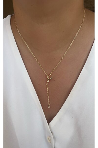 AychaAksesuar Steel Remote City Alya Letter Necklace Y Model Necklace with Le...