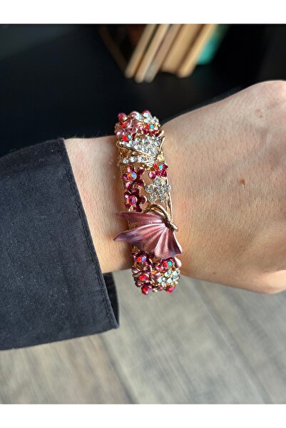 HOUSEKİ Butterfly Stone Embroidered Handcuffs