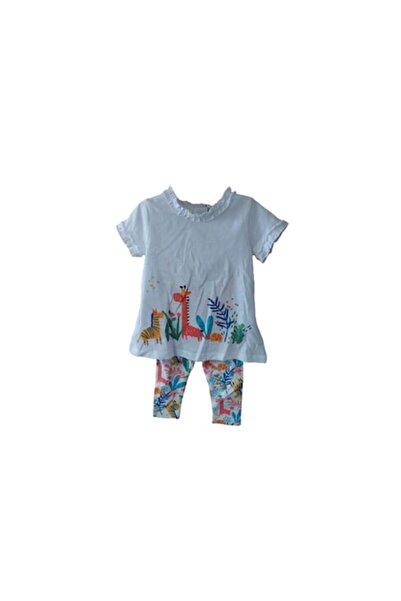 OEM Compleu bebelusi, alb cu flori, bumbac, 6 luni