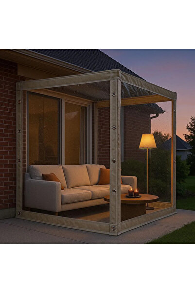 İKİZLER BRANDA Şeffaf Branda 1.5 x 1.5 m – 0.80 mm İthal PVC, Kuşgözlü, Su Geçirmez, Balkon & Veranda Kapatma